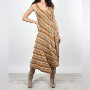 Lauren Ralph Lauren Dress Y2K Desert Stripe Flare Handkerchief Hem Midi Boho M